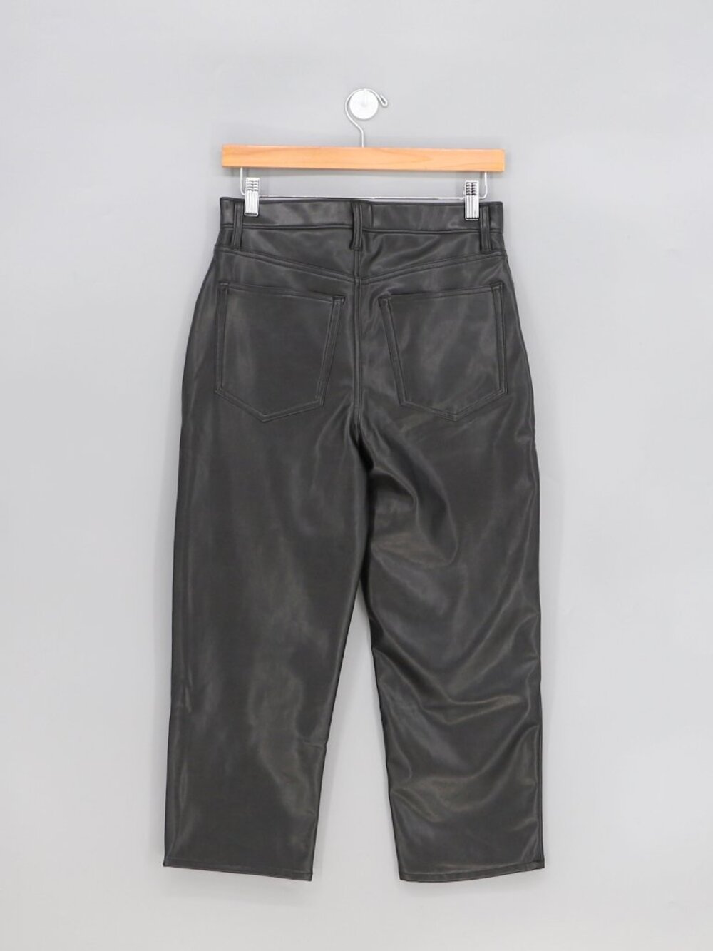NWT Abercrombie & Fitch Vegan Leather Ankle Straight Pant Black Size 28 Short - Picture 3 of 10